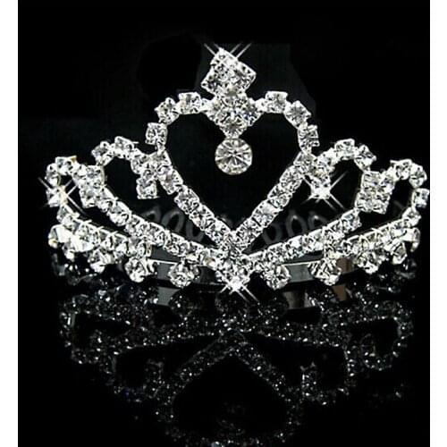 Peach heart womens crown hair comb combs fashion drill jewelry crystal crown