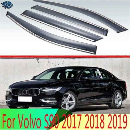 For Volvo S90 2017 2018 2019 Plastic Exterior Visor Vent Shades Window Sun Rain Guard Deflector 4pcs