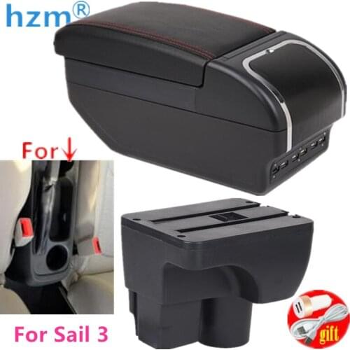 Armrest Box For Chevrolet Sail 3 Center Console Storage Rotatable Dual layer Cup holder Ashtray USB Charging Car Accessories