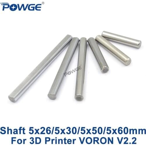 POWGE Steel Rod linear shaft Grind Flat Round Length 26/30/50/60mm Diameter 5mm VORON V2.2 Set Cylinder Chrome Plated Liner axis