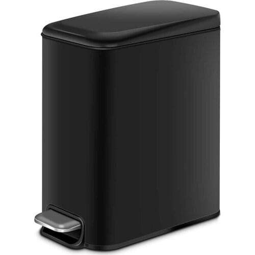 Rectangular Small Trash Can with Lid Soft Close, Bathroom Trash Can with Removable Inner Wastebasket