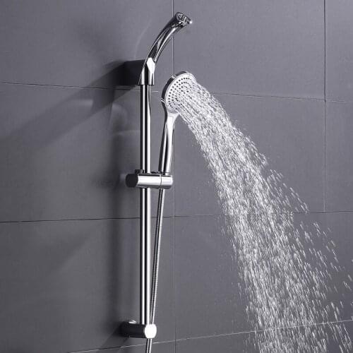 High Quality Stainless Steel Bathroom Wall Mount Adjustable Shower Slide Bar Hand Hold Shower Set Chrome Plated With Hose