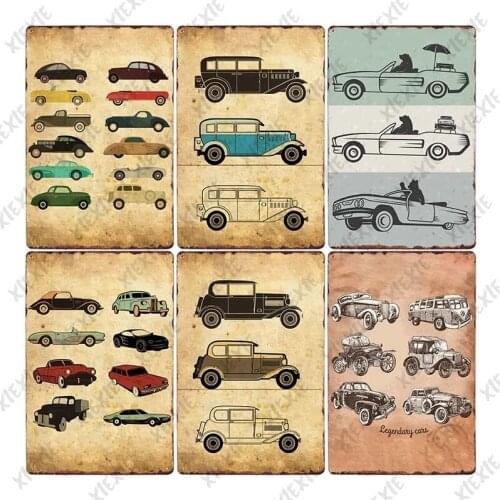 Retro Modern Various Cars Tin Signs Metal Plaque Poster Iron Painting Decor for Garage Club Art Wall Sticker Personality