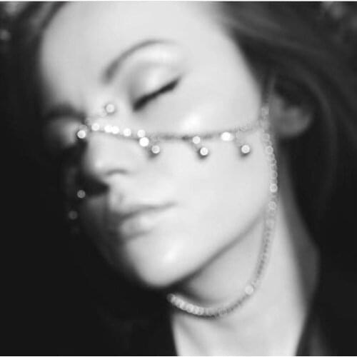 Luxury Crystal Rhinestone Two Layers Tassel Pendant Head Chains Jewelry Bridal Wedding Cover Face Chain Accessories for Women