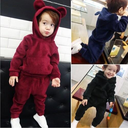 Retail casual girls and boys clothe casual 2018 autumn printing hoodies + pant two pcs baby girl clothes set Kids suit
