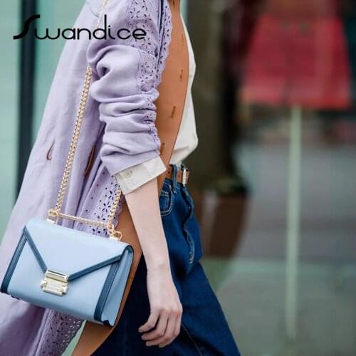 Contrast Colour Block Line Chain Flap Envelope Crossbody Shoulder Messenger Bags Small Mini Women Female Handbags Lady Purses