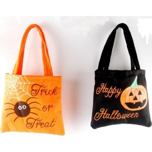 Felt Trick or Treat Bag Halloween Pumpkin Spider Reusable Candy Carry Tote Easter children party favors handbag black orange