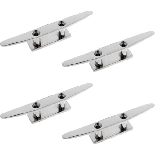 Pack 4) 8" Marine Boat Watercraft Cleat Solid Stainless Steel Deck Securing Rope Tie