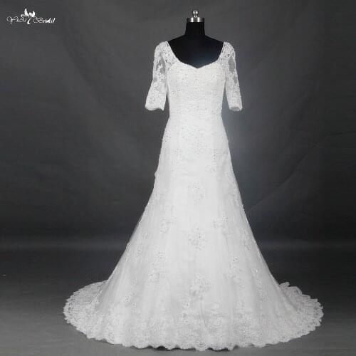 Vintage Lace Wedding Dress Half Sleeve Vestido De Novias Vintage 2015 Elegant RSW710