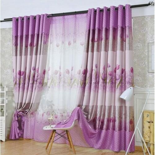 New Style Window Curtains For Living Room Bedroom Kitchen Tulip Floral Plant Printing Fabric Polyester Customized Curtains