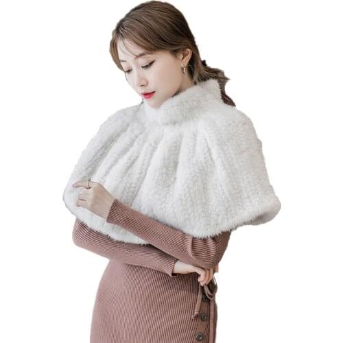 Fur Shawl Wraps Women Real Best Import Mink Fur Cape With Zipper Fur Skirt White Black Brown Grey Beige