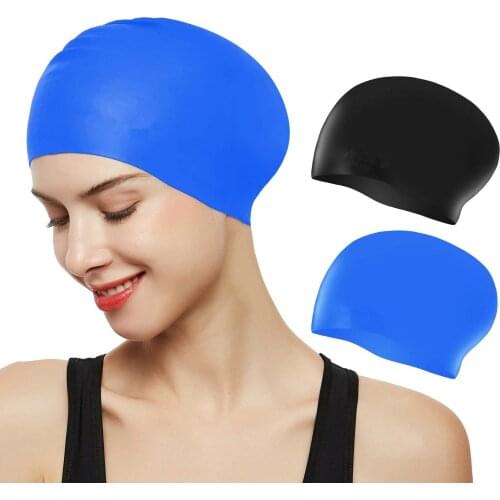 Woman Silicone Lady Long Hair Swim Cap Elastic for All Sizes head Swim Hat