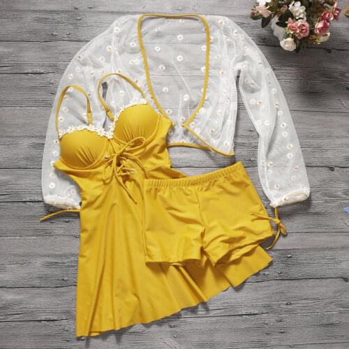 Women Solid Bandage One Piece Swimwear Push Up Swimwear Swimming Beachwear Bathing Suit Underwire Swim Beach Dress with Cover-Up