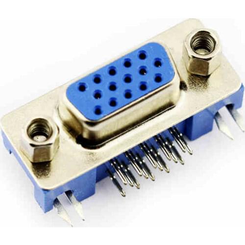 10Pcs VGA Interface DB15 HDR15 DR15 Bent Foot Female 3.08 Three Rows Of Connector Socket
