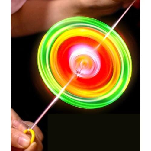 1Pc Flash Pull Line Led Flywheel Hot Fire Wheel Glow Flywheel Whistle Decompression Toyscreative Classic Toys for Children Gift