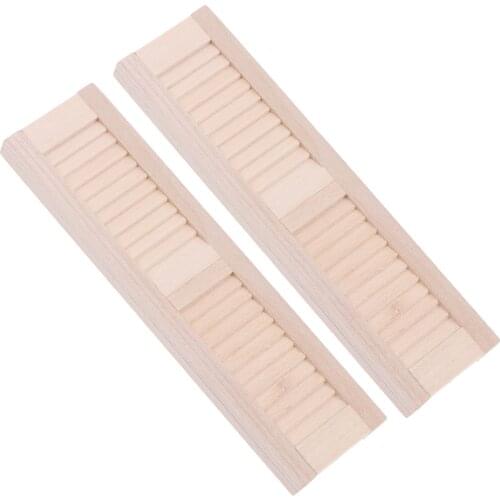 2pcs 1:12 Miniature Dollhouse Wooden Shutters DIY Window Furniture Accessory Toy