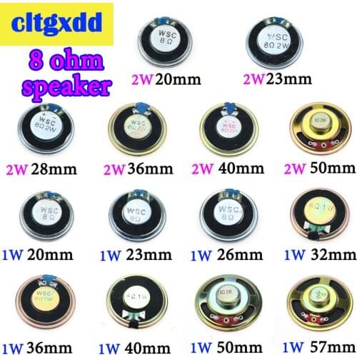 1W 2W 8R Acoustic Loudspeaker 8 Ohm 1W 2W Speaker Diameter 20 23 26 28 32 36 40 50 57 mm Round Speakers For Audio Diy Electronic