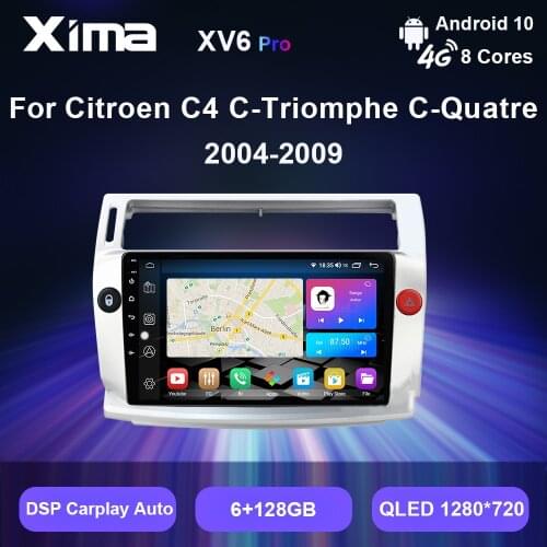 XIMA XV6 Pro Car Radio Multimedia Video Player Android 10 DSP 2din dvd CarPlay For Citroen C4 C-Triomphe C-Quatre 2004 - 2009