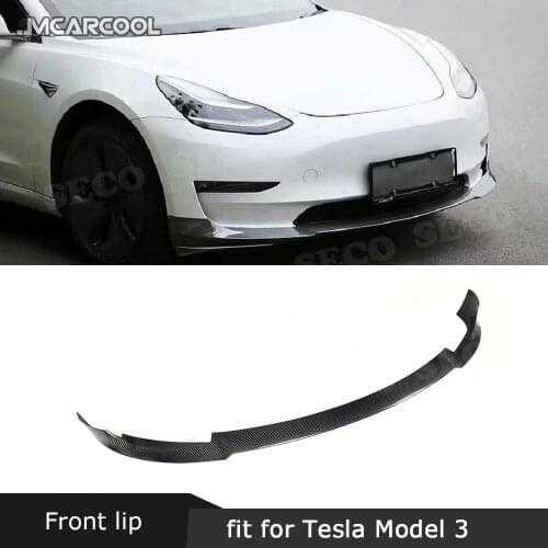 Carbon Body Kits Carbon fiber Car Front Bumper Lip Splitters Spoiler for Tesla Model 3 2018 2019 2020