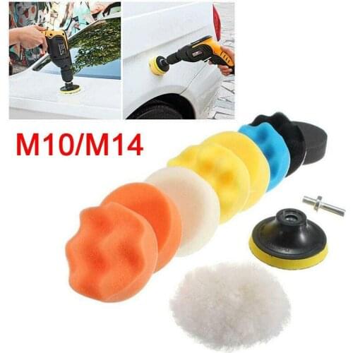 3/4/5/6/7inch Car Polishing Disc Self-Adhesive Buffing Wheel M10 Pad Sponge Waxing Polisher Drill Adapter Wool Polishing Fo J9K2