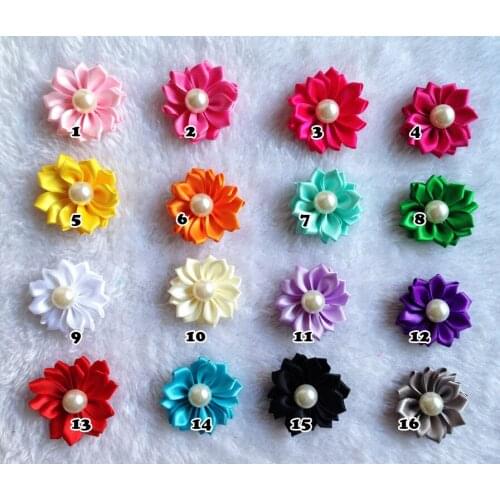 40pcs/lot pet dog hair bows Clip petal flowers hairpin with pearls pet dog grooming bows dog hair accessories product