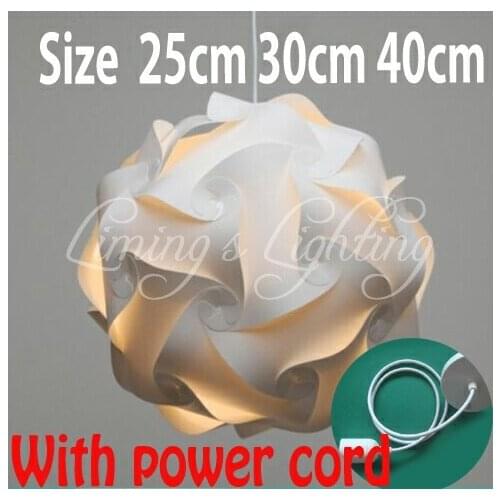White DIY Modern Ball Novelty IQ Jigsaw Lamp Puzzles Pendant Light + Power Cord and E27 Holder,Dia 25cm/30cm/40cm free shipping