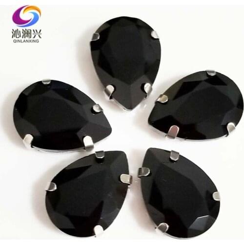 Free shipping Black teardrop shape High quality Glass Crystal flatback sew on rhinestones,Diy Clothing accessories SWS02