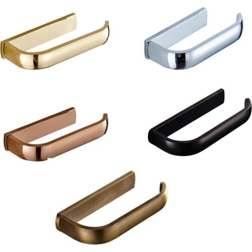 European Antique Toilet Paper Holder Solid Brass Square Tissue Roll Holder Bathroom Accessories Rose Gold Black Chrome