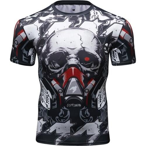 Men Tshirts 3D Skull Print Short Sleeve Tops Spring Summer Mens Clothings Streetwear Casual Tees Graphic Fitness Sports Shirts