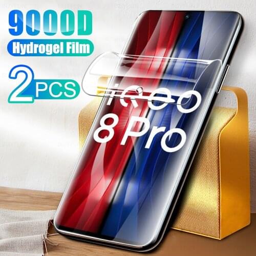2Pcs Full Cover Soft Hydrogel Film For Vivo iQOO 8 Pro Phone Screen Protection For VI VO iQ OO iQOO8 8Pro 6.78 inch Not Glass