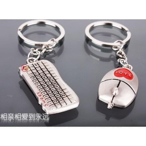 Keyboard mouse couple key chain small gift