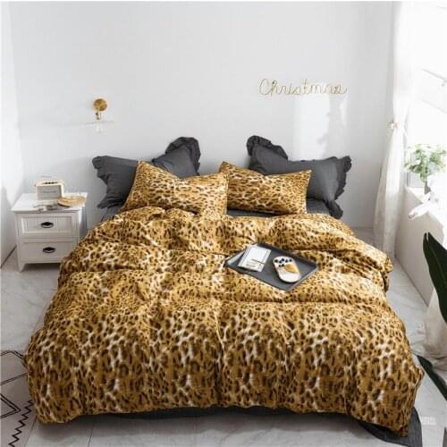 100% Cotton Bedding Set Geometric Leopard Duvet Cover Sets Soft Comfortable 2/3pcs King Queen Twin Adults Pillowcases