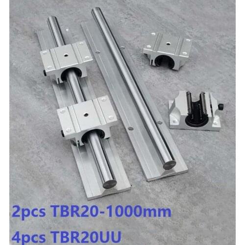 2pcs TBR20 -L 1000mm linear rail guide support + 4pcs TBR20UU blocks linear bearing blocks CNC router parts linear guide