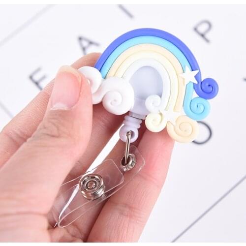 Lollipop Rainbow Retractable Reel Badge Key Tag Clip ID Card Tags Belt Clips 1Pc