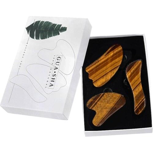 Jade Gouache Scraper Massager For Face Skin Care Tools Tiger Eye Stone Facial Massage Kit Massagers Gua Sha Board