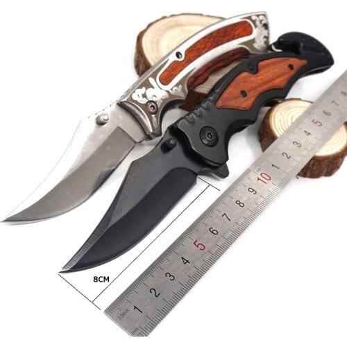 Tactical Knife Folding Survival multi-function Knife 440C High Hardness Wood Handle Camping Hunting Pocket Knives Outdoor Tools