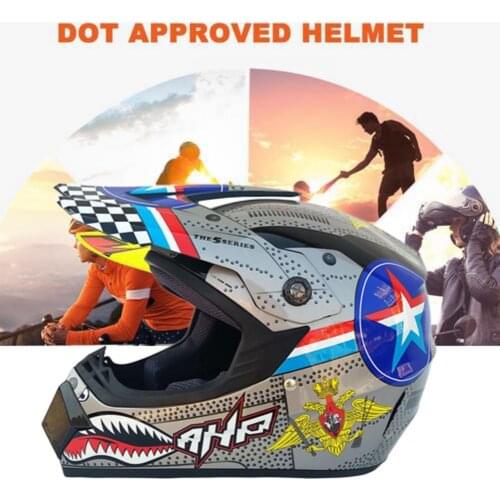 Youth Kids Motocross Helmet ATV Off-Road Dirt Bike Motocross Helmet Gear Combo Gloves Goggles Dirt Bike Helmet Shark