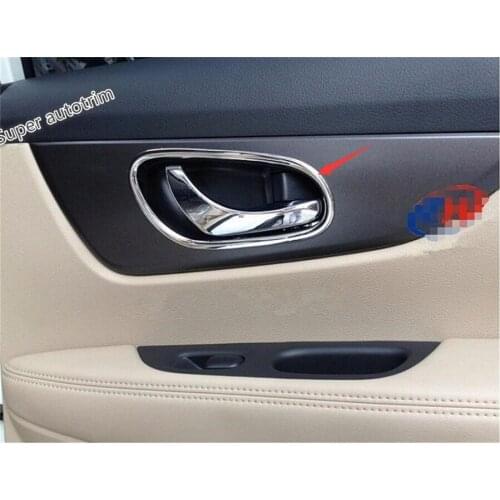 Lapetus Chrome Inner Door Handle Frame Bowl Cover Trim For Nissan Rogue / X-trail 2017 - 2020 Accessories Interior Refit Kit