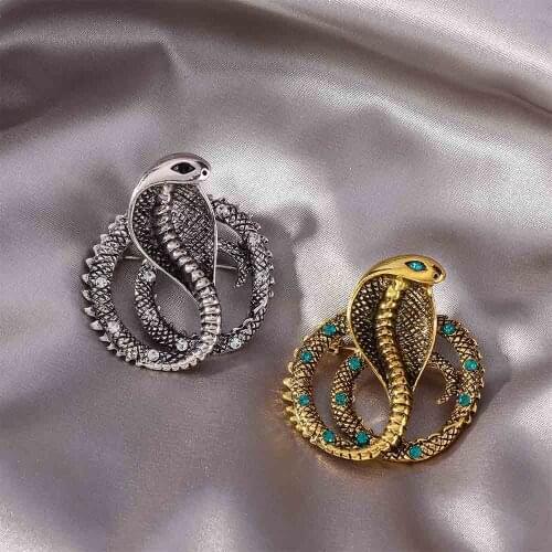 New Original Personality Retro British Metal Pins Snake Brooch Jewelry Luxury Lapel Pin Badge Brooches for Men Accessories