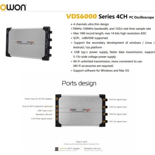 Newly upgraded OWON PC Oscilloscope VDS6074