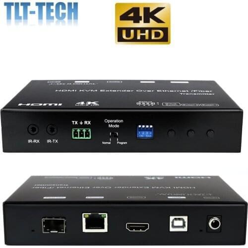 One pair 4K HDMI KVM Extender/Video Wall Controller Over Single Cat5e/6 Cable up to 390ft/Optical Fiber up to 37 Mile