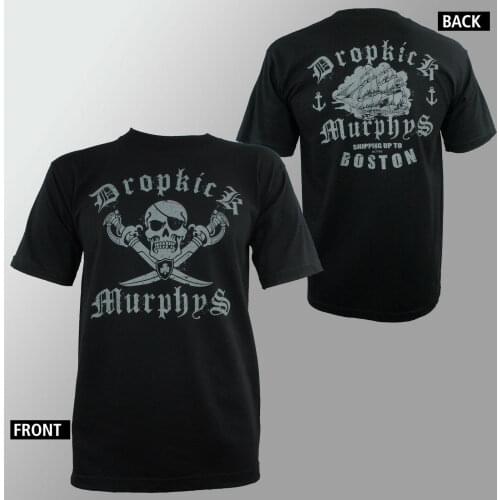 Authentic DROPKICK T Shirt For Men Harajuku MURPHYS Jolly Roger Logo Rock Band T-Shirt S M L XL 2XL NEW