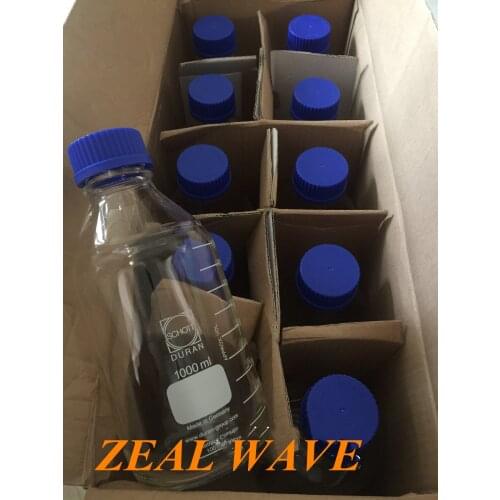 Original German Schott 1 2L Mobile Phase Bottle SCHOTT DURAN Transparent Solvent Bottle With Blue Cap 1000ml Brown