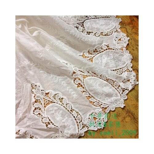 DIY Clothing Textiles Ivory White Lace Fabrics Of Bilateral Symmetry Embroidery Skirt Dccessories Width 130CM