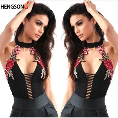 Sexy Floral Bikinis Flowers Embroidery Body Suit Women Swimsuit Halter Backless Summer Beachwear Clubwear Hollow Out Swim Suit