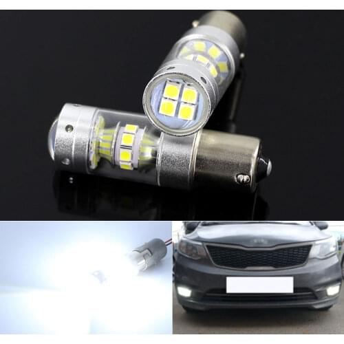 2pcs White 6000k Canbus No Error 1156 P21W BA15S LED Bulb for Kia Rio 3 4 2015 2016 2017 2018 LED Daytime Running Lights DRL