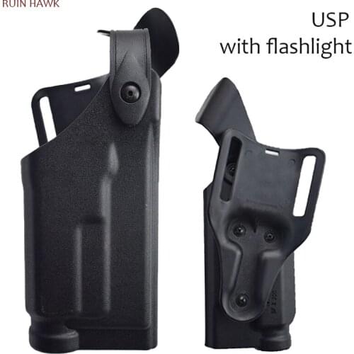 Tactical Holster Airsoft HK USP with Flashlight Gun Holster Military A Real Pistol Quick Drop Belt Holster Hunting and Equipment