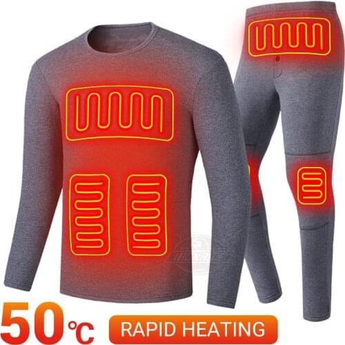 2020 Heating Fleece Lined Thermal Jacket Cycling Jacket Men Women Heated Suit USB Electric Thermal Underwear for Winter S-5XL