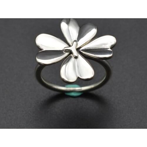 High Quality 925 Sterling Silver Ring Four-Leaf Clover Flower Lucky Ring Love Woman Wedding Party Gift Exquisite Jewelry