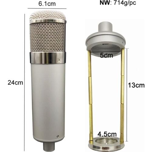 High Quality Hot sale Silver Metal Big Microphone Shell DIY Condenser Microphone Body In-line Mic HTT-U47 Mic Case